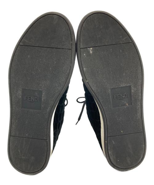 FENDI（フェンディ）FENDI (フェンディ) クロコ柄ベルベットスニーカー ブラック サイズ:SIZE8の古着・服飾アイテム