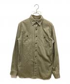 POLO RALPH LAURENポロ・ラルフローレン）の古着「ヘリンボーンダブルフラップシャツ」｜オリーブ