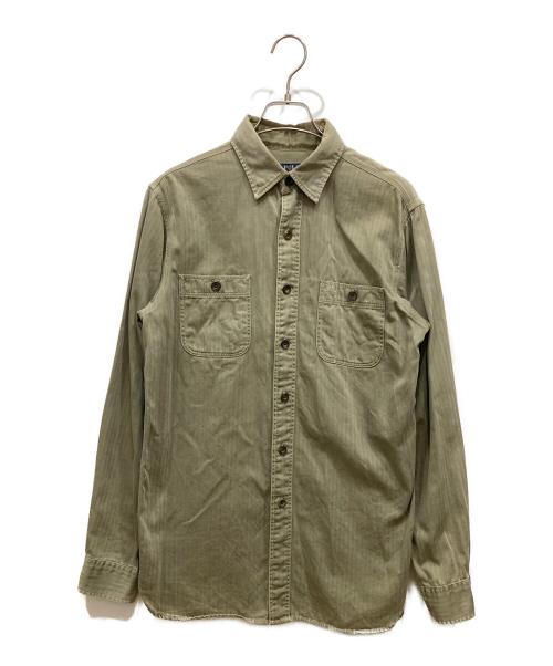 POLO RALPH LAUREN（ポロ・ラルフローレン）POLO RALPH LAUREN (ポロ・ラルフローレン) ヘリンボーンダブルフラップシャツ オリーブ サイズ:SIZE Sの古着・服飾アイテム