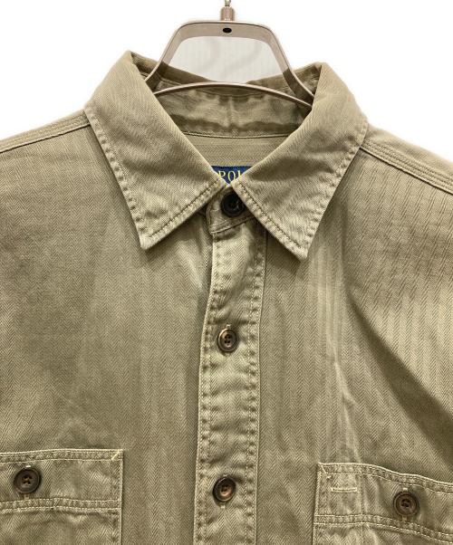 POLO RALPH LAUREN（ポロ・ラルフローレン）POLO RALPH LAUREN (ポロ・ラルフローレン) ヘリンボーンダブルフラップシャツ オリーブ サイズ:SIZE Sの古着・服飾アイテム
