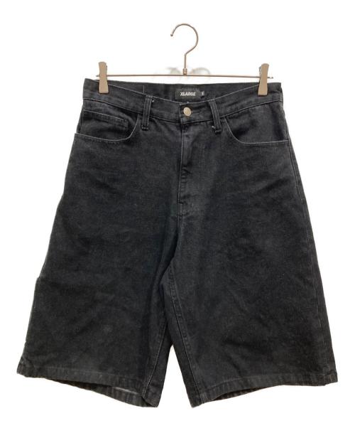 X-LARGE（エクストララージ）X-LARGE (エクストララージ) STITCHED LOGO DENIM SHORTS ブラック サイズ:SIZE 76cm (W30)の古着・服飾アイテム