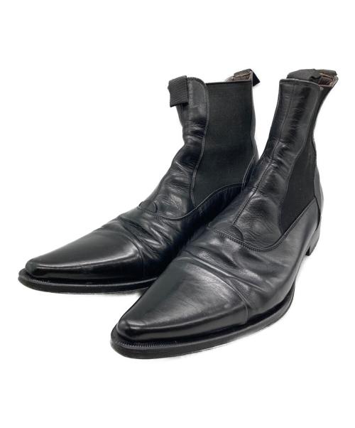 DOLCE & GABBANA（ドルチェ＆ガッバーナ）DOLCE & GABBANA (ドルチェ＆ガッバーナ) レザーポインテッドトゥサイドゴアブーツ ブラック サイズ:SIZE　71/2の古着・服飾アイテム