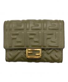 FENDI（フェンディ）の古着「バゲット ミディアムウォレット ズッカ」｜カーキ
