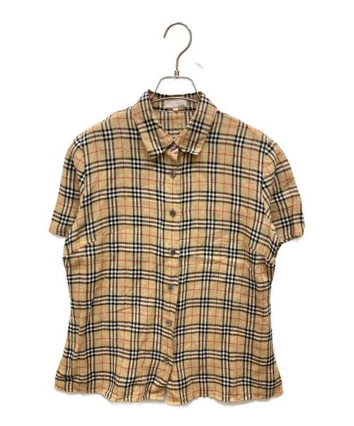 Burberry's（バーバリーズ）Burberry's (バーバリーズ) リネンチェックシャツ ブラウン サイズ:SIZE 42の古着・服飾アイテム