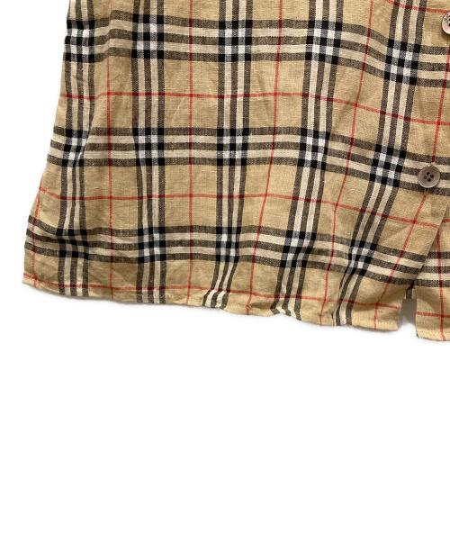Burberry's（バーバリーズ）Burberry's (バーバリーズ) リネンチェックシャツ ブラウン サイズ:SIZE 42の古着・服飾アイテム
