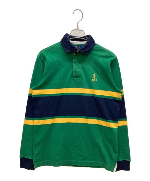 POLO RALPH LAUREN（ポロ・ラルフローレン）POLO RALPH LAUREN (ポロ・ラルフローレン) Classic Fit Corduroy-Collar Rugby Shirt グリーン×ネイビー サイズ:SIZE XSの古着・服飾アイテム