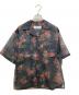 JOHN MASON SMITH（ジョンメイソンスミス）の古着「FLOWER PRINT ORGANDY OPEN COLLAR S/S SHIRT」｜ブラック
