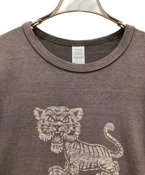 BEAMS BOY（ビームスボーイ）BEAMS BOY (ビームスボーイ) WAREHOUSE (ウエアハウス) タイガープリントTシャツ グレー サイズ:SIZE Lの古着・服飾アイテム