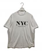 ARAMINTA JAMESアラミンタ ジェームズ）の古着「CITY NEVER Tシャツ」｜ホワイト