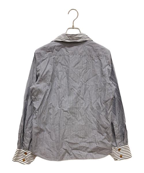 Vivienne Westwood RED LABEL（ヴィヴィアンウエストウッドレッドレーベル）Vivienne Westwood RED LABEL (ヴィヴィアンウエストウッドレッドレーベル) オーブ刺繍ストライプシャツ グレー サイズ:SIZE3の古着・服飾アイテム
