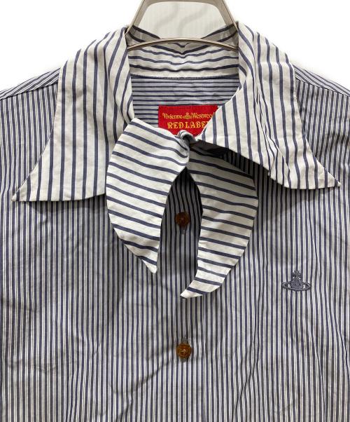 Vivienne Westwood RED LABEL（ヴィヴィアンウエストウッドレッドレーベル）Vivienne Westwood RED LABEL (ヴィヴィアンウエストウッドレッドレーベル) オーブ刺繍ストライプシャツ グレー サイズ:SIZE3の古着・服飾アイテム