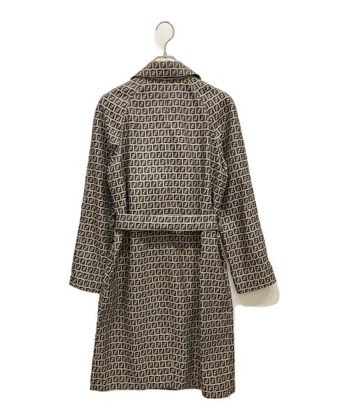 FENDI（フェンディ）FENDI (フェンディ) ズッキーノ柄トレンチコート ベージュ×ブラック サイズ:SIZE 40の古着・服飾アイテム