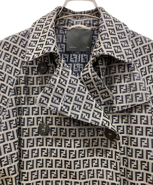 FENDI（フェンディ）FENDI (フェンディ) ズッキーノ柄トレンチコート ベージュ×ブラック サイズ:SIZE 40の古着・服飾アイテム