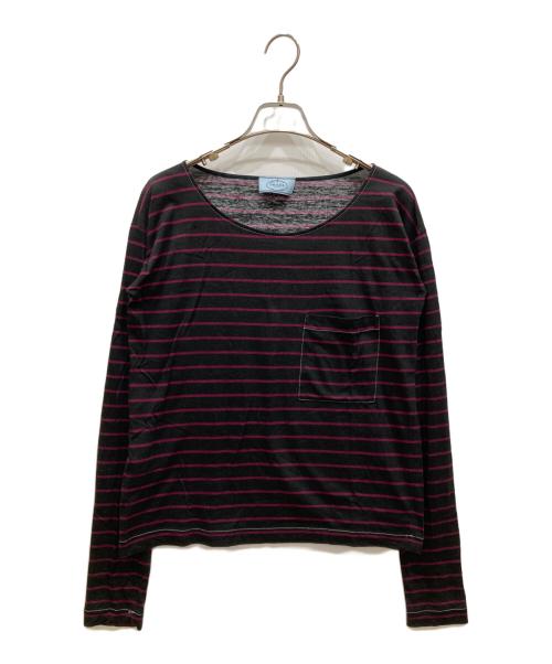 PRADA（プラダ）PRADA (プラダ) ボーダーカットソー ブラック××レッド サイズ:SIZE XSの古着・服飾アイテム