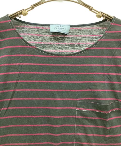 PRADA（プラダ）PRADA (プラダ) ボーダーカットソー ブラック××レッド サイズ:SIZE XSの古着・服飾アイテム