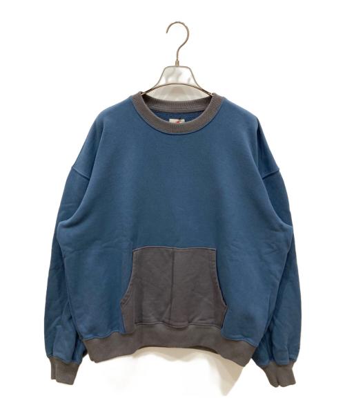 NEW BALANCE（ニューバランス）NEW BALANCE (ニューバランス) BEAMS (ビームス) ウォッシュド加工クルーネックスウェット ネイビー×グレー サイズ:SIZE Mの古着・服飾アイテム