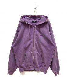 X-LARGE（エクストララージ）の古着「PIGMENT DYED EMBOSS LOGO ZIP HOODED SWEAT」｜パープル