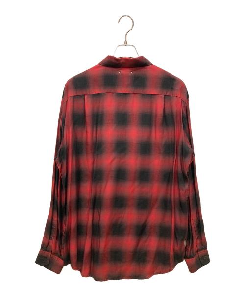 MINEDENIM（マインデニム）MINEDENIM (マインデニム) Rayon Ombre Check Loose Work SH レッド×ブラック サイズ:SIZE 1の古着・服飾アイテム