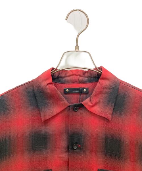 MINEDENIM（マインデニム）MINEDENIM (マインデニム) Rayon Ombre Check Loose Work SH レッド×ブラック サイズ:SIZE 1の古着・服飾アイテム