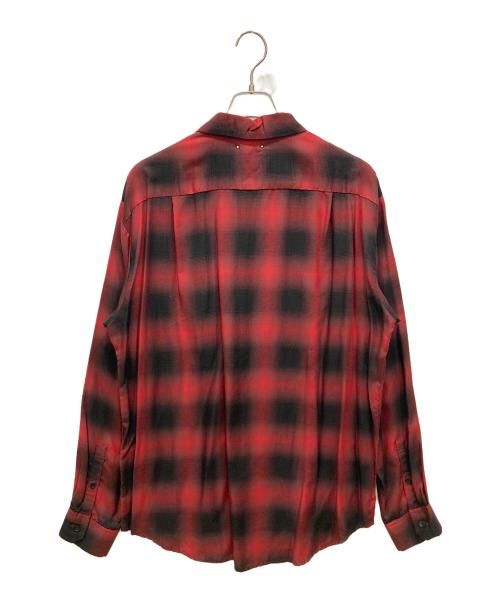 MINEDENIM（マインデニム）MINEDENIM (マインデニム) Rayon Ombre Check Loose Work SH レッド×ブラック サイズ:SIZE 1の古着・服飾アイテム
