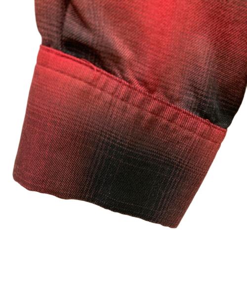 MINEDENIM（マインデニム）MINEDENIM (マインデニム) Rayon Ombre Check Loose Work SH レッド×ブラック サイズ:SIZE 1の古着・服飾アイテム
