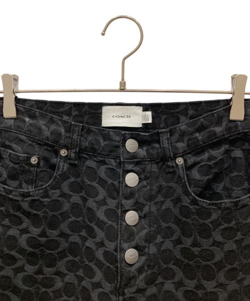 COACH（コーチ）COACH (コーチ) シグネチャー ジャカード デニム ブラック サイズ:SIZE 4の古着・服飾アイテム