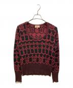 Vivienne Westwood RED LABELヴィヴィアンウエストウッドレッドレーベル）の古着「総柄ロゴ刺繍ニット」｜レッド×ブラック