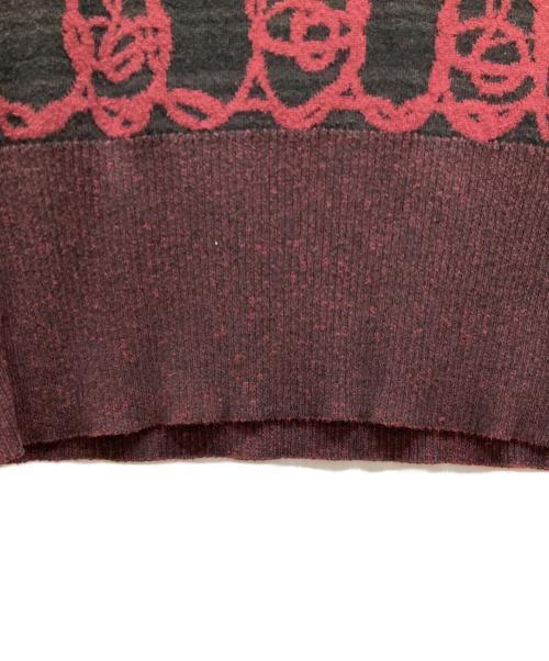 Vivienne Westwood RED LABEL（ヴィヴィアンウエストウッドレッドレーベル）Vivienne Westwood RED LABEL (ヴィヴィアンウエストウッドレッドレーベル) 総柄ロゴ刺繍ニット レッド×ブラック サイズ:SIZE 2の古着・服飾アイテム