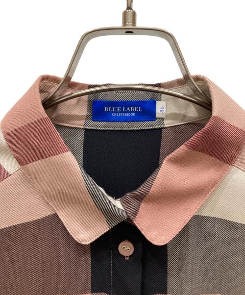 BLUE LABEL CRESTBRIDGE（ブルーレーベルクレストブリッジ）BLUE LABEL CRESTBRIDGE (ブルーレーベルクレストブリッジ) チェック柄レーヨン混シャツ ピンク サイズ:SIZE 36の古着・服飾アイテム