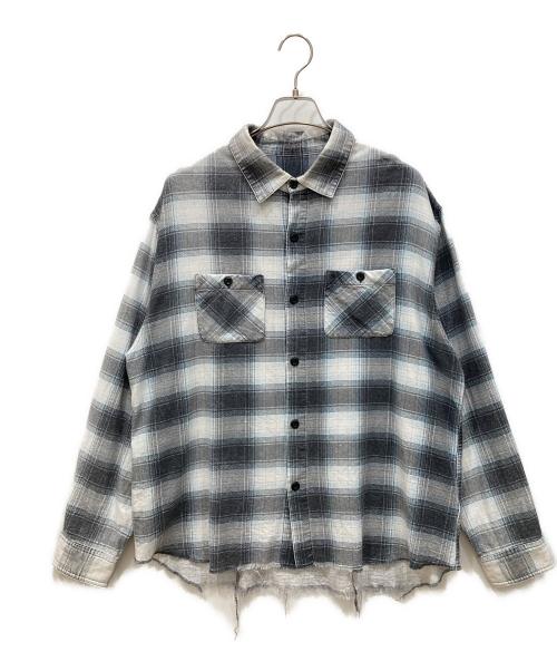 JOURNAL STANDARD relume（ジャーナルスタンダード レリューム）JOURNAL STANDARD relume (ジャーナルスタンダード レリューム) グランジプリントネルチェックシャツ グレー×ブルー サイズ:SIZE Lの古着・服飾アイテム