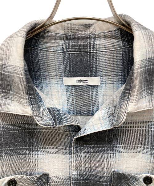 JOURNAL STANDARD relume（ジャーナルスタンダード レリューム）JOURNAL STANDARD relume (ジャーナルスタンダード レリューム) グランジプリントネルチェックシャツ グレー×ブルー サイズ:SIZE Lの古着・服飾アイテム
