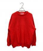 Kerry Woollen Mills×waiperケリーウールンミルズ×ワイパー）の古着「モスステッチ クルーネック セーター」｜オレンジ