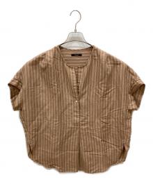 JOURNAL STANDARD（ジャーナルスタンダード）の古着「レーヨン麻ノーカラーブラウス」｜ブラウン