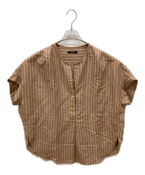 JOURNAL STANDARD（ジャーナルスタンダード）JOURNAL STANDARD (ジャーナルスタンダード) レーヨン麻ノーカラーブラウス ブラウン サイズ:SIZE Free 未使用品の古着・服飾アイテム