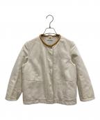 HERMESエルメス）の古着「レザーパイピングデニムジャケット」｜アイボリー