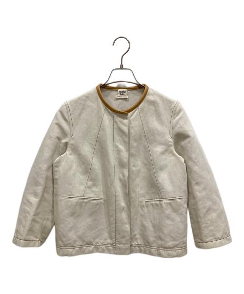 HERMES（エルメス）HERMES (エルメス) レザーパイピングデニムジャケット アイボリー サイズ:SIZE 34の古着・服飾アイテム