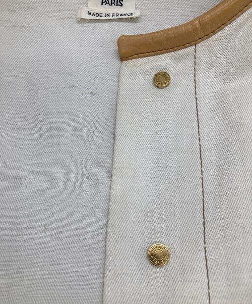 HERMES（エルメス）HERMES (エルメス) レザーパイピングデニムジャケット アイボリー サイズ:SIZE 34の古着・服飾アイテム