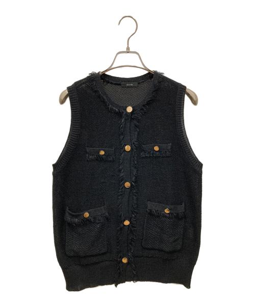 allureville（アルアバイル）allureville (アルアバイル) カノコメッシュショートジレ ブラック サイズ:SIZE 2の古着・服飾アイテム