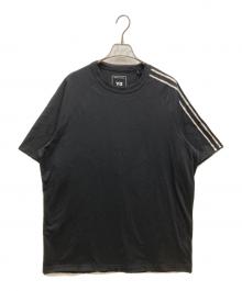 Y-3（ワイスリー）の古着「RAW EDGE 3 STRIPES SHORT SLEEVE TEE」｜ブラック