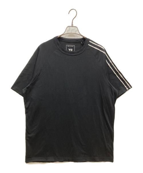 Y-3（ワイスリー）Y-3 (ワイスリー) RAW EDGE 3 STRIPES SHORT SLEEVE TEE ブラック サイズ:SIZE Sの古着・服飾アイテム