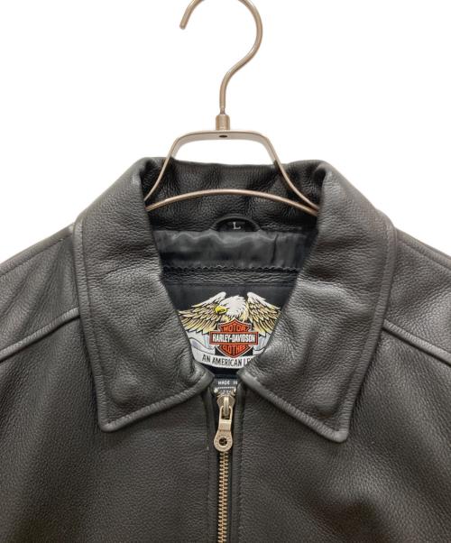 HARLEY-DAVIDSON（ハーレーダビッドソン）HARLEY-DAVIDSON (ハーレーダビッドソン) シングルライダースジャケット ブラック サイズ:SIZE Lの古着・服飾アイテム