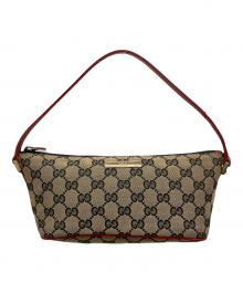 GUCCI（グッチ）の古着「GGキャンバスアクセサリーポーチ」｜ブラウン×レッド