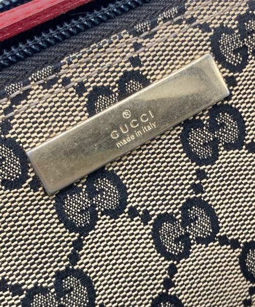 GUCCI（グッチ）GUCCI (グッチ) GGキャンバスアクセサリーポーチ ブラウン×レッドの古着・服飾アイテム