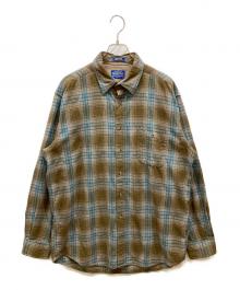 PENDLETON（ペンドルトン）の古着「エルボーパッチウールチェックシャツ」｜ブラウン×ブルー