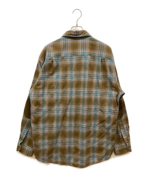 PENDLETON（ペンドルトン）PENDLETON (ペンドルトン) エルボーパッチウールチェックシャツ ブラウン×ブルー サイズ:SIZE XLの古着・服飾アイテム