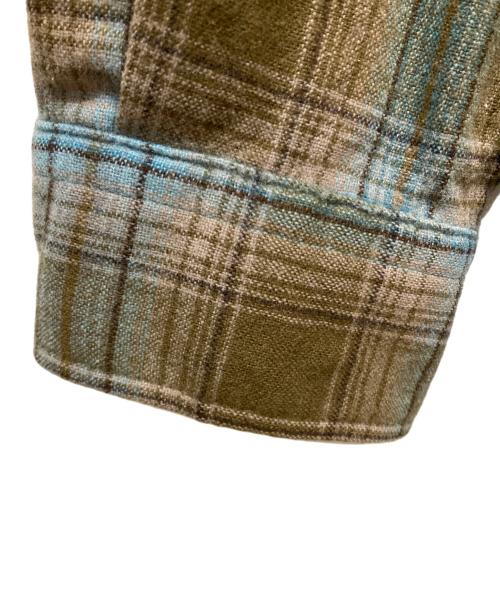 PENDLETON（ペンドルトン）PENDLETON (ペンドルトン) エルボーパッチウールチェックシャツ ブラウン×ブルー サイズ:SIZE XLの古着・服飾アイテム