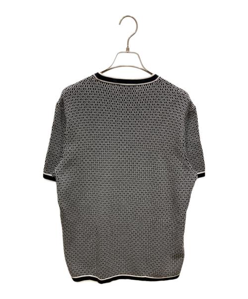 HERMES（エルメス）HERMES (エルメス) Hロゴ総柄半袖ニット ホワイト×ブラック サイズ:SIZE Mの古着・服飾アイテム