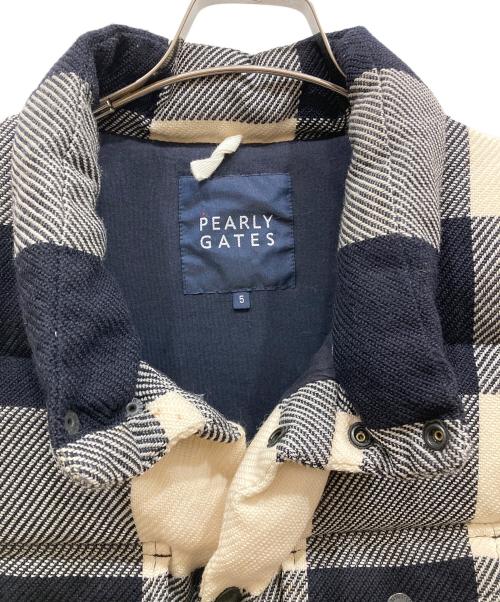 PEARLY GATES（パーリーゲイツ）PEARLY GATES (パーリーゲイツ) チェックダウンベスト ネイビー サイズ:SIZE 5の古着・服飾アイテム