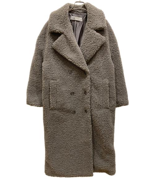 ZARA（ザラ）ZARA (ザラ) ダブルブレストフェイクボアコート グレー サイズ:SIZE Sの古着・服飾アイテム