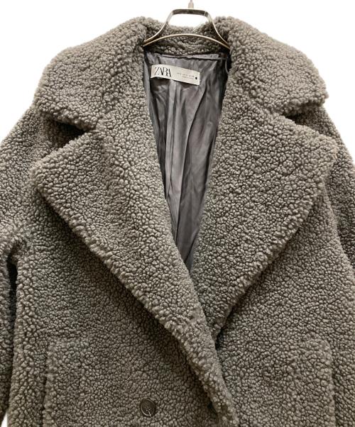 ZARA（ザラ）ZARA (ザラ) ダブルブレストフェイクボアコート グレー サイズ:SIZE Sの古着・服飾アイテム